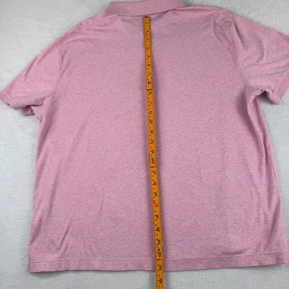Banana Republic Luxe Touch Polo‎ Shirt Mens L Pink Opal Short Sleeve Heathered